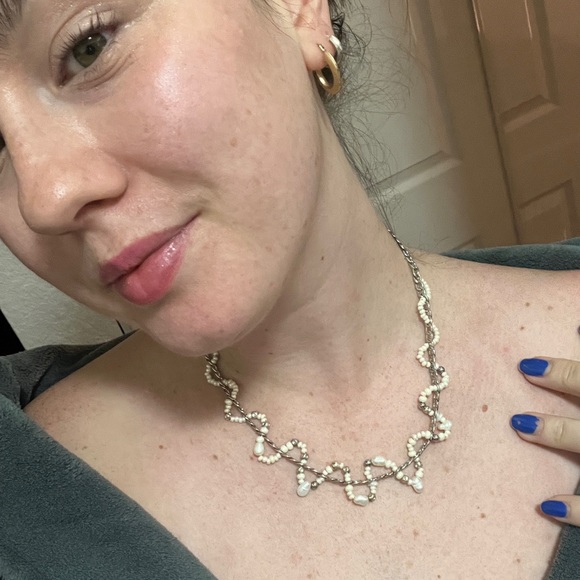 d’oinky WIGGLY CURB CHAIN BEADED NECKLACE HANDMADE FRESH WATER PEARLS - Picture 7 of 7